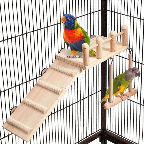 Pet budgie hanging toy - budgie, wooden
